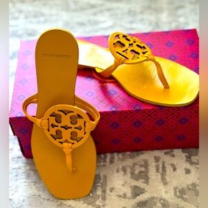Tory Burch Yellow Miller Square Toe Sandals color cassia